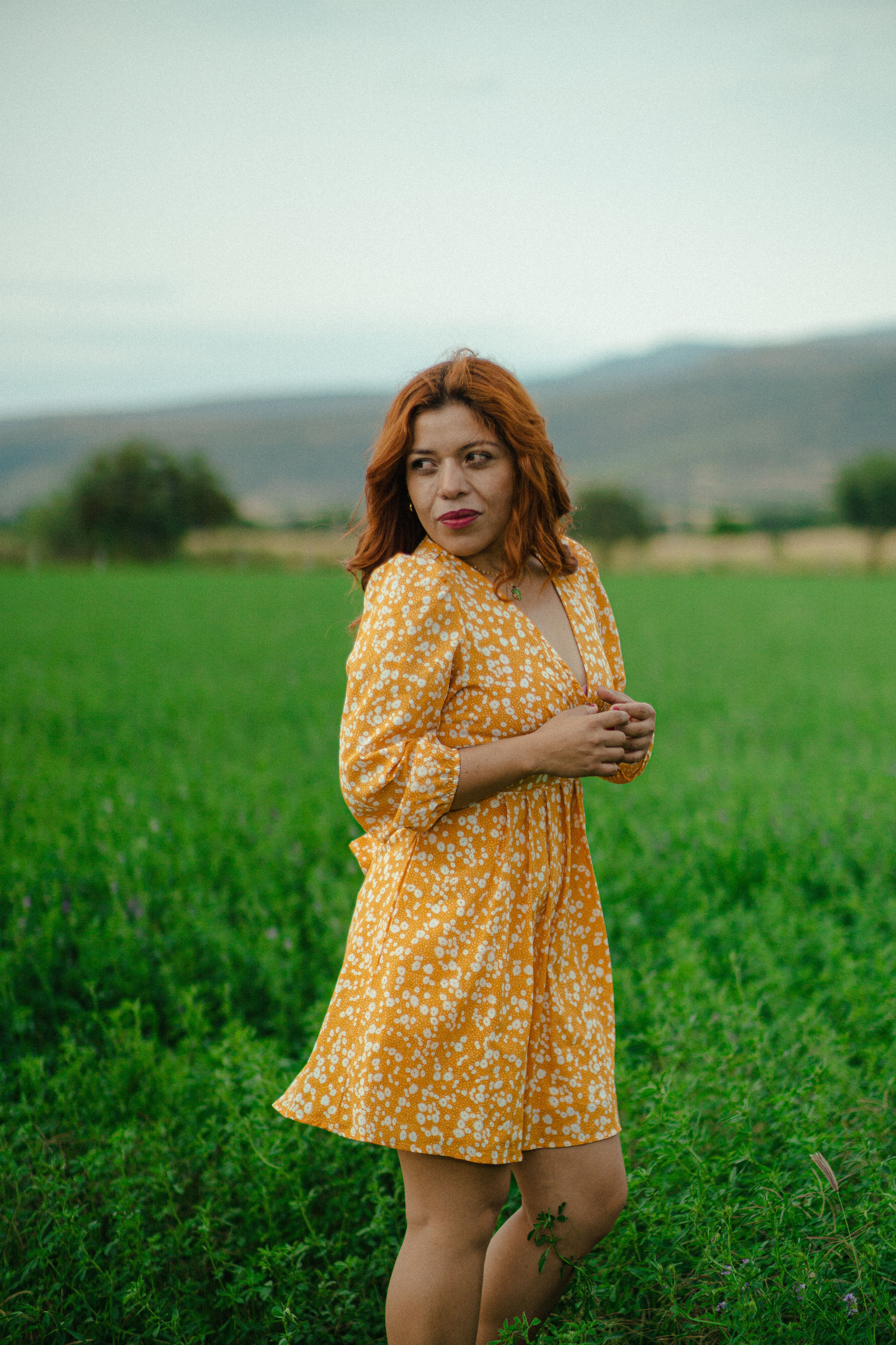 Woman in Yellow Dress on Field · Free Stock Photo