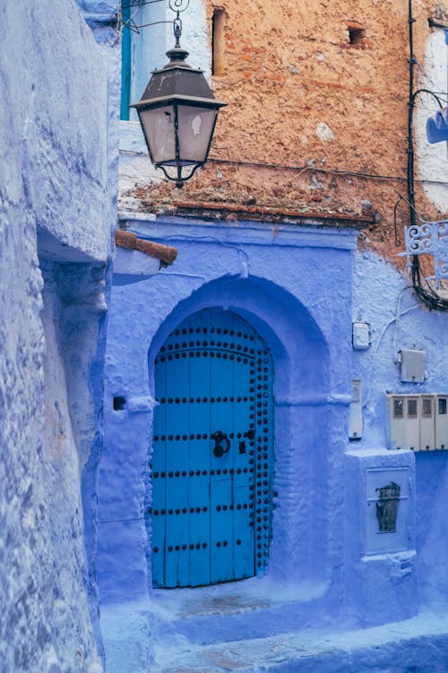 Traditional Moroccan Blue Door to House
