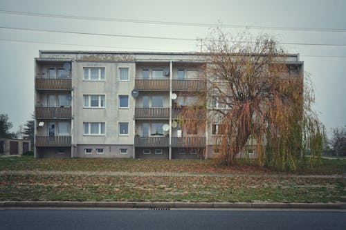 Facade of an Apartment Building in Autumn