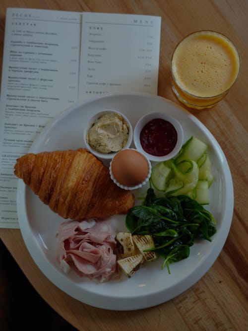 Free Breakfast Served in a Restaurant  Stock Photo