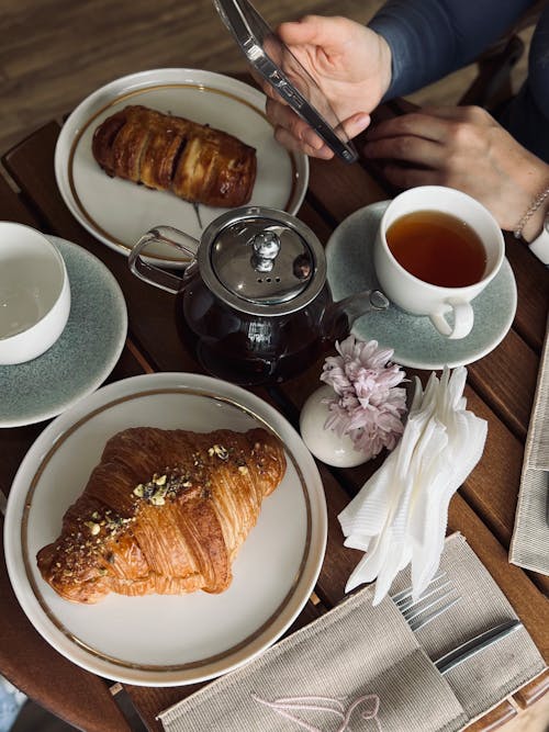 Free Breakfast Served in a Restaurant  Stock Photo