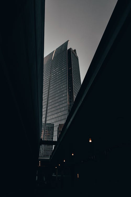 Steel and Glass Skyscraper at Dusk