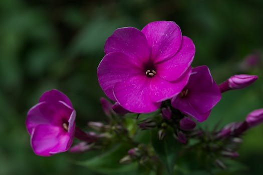 Macro shot of vivid purple garden phlox flowers in Le Locle, Switzerland.