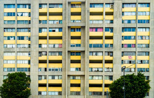 Apartment Building with Yellow Balconies