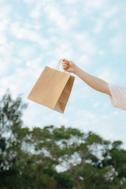 Woman Hand Holding Paper Bag