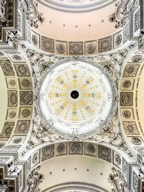 Free A detailed view of the ornate dome interior at Theatine Church in Munich. Stock Photo