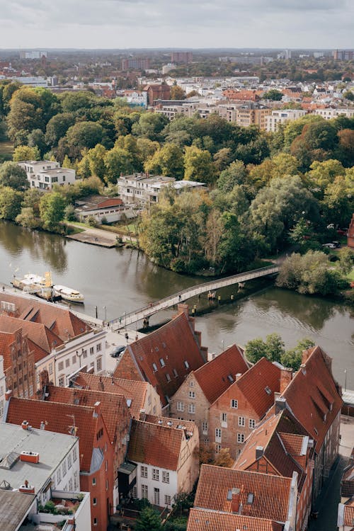 Bridge over the River in the City of Lübeck, Germany