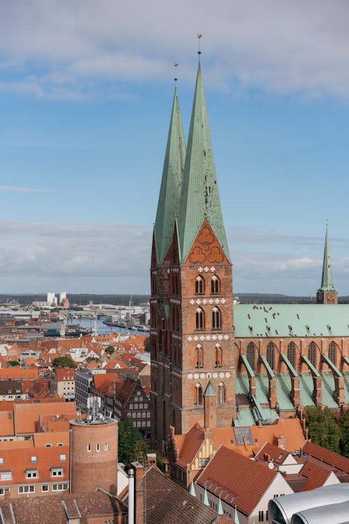 Towers of the St. Marys Church in Lübeck, Germany