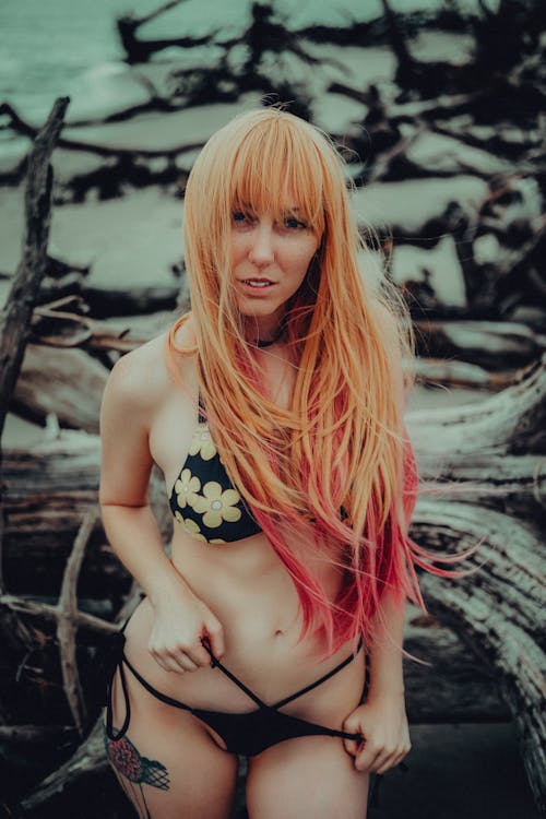 Redhead Woman in Bikini