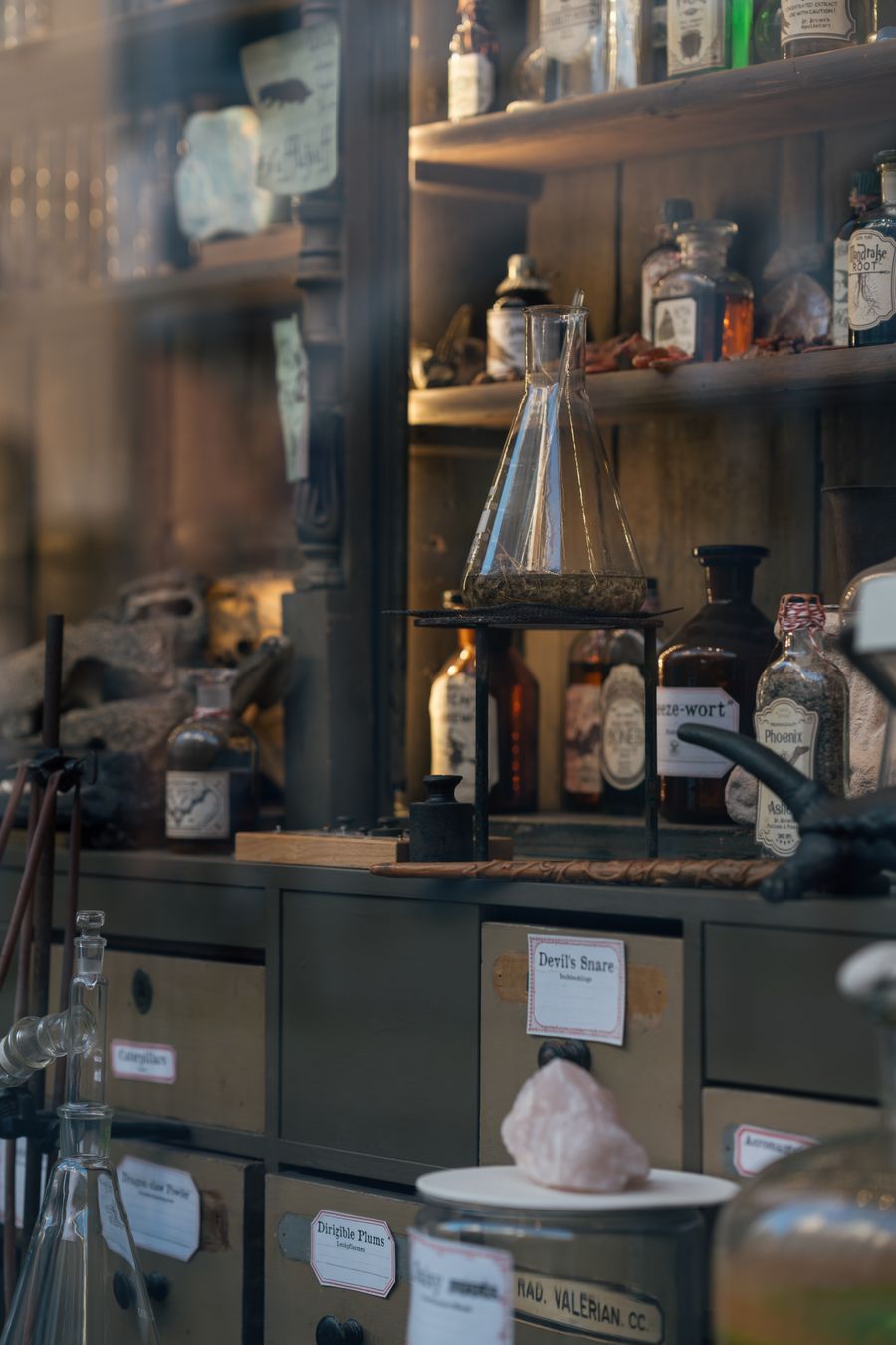 Herbal medicine bottles and traditional apothecary