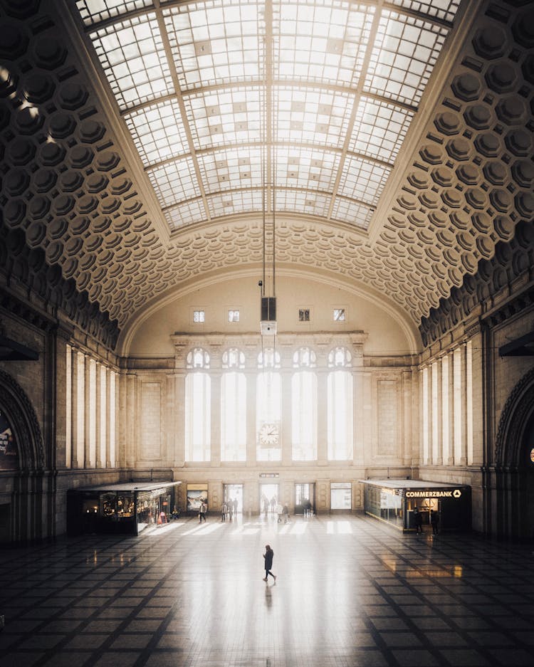 Interior Of The Leipzig Hauptbahnhof, Leipzig, Germany 