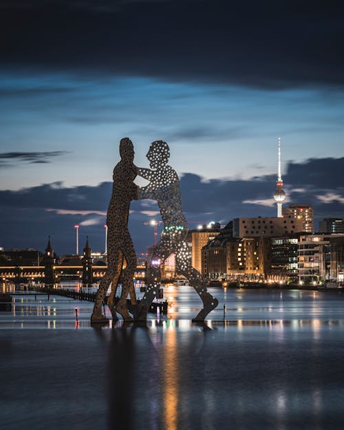 Molecule Man Sculpture on Spree River in Berlin, Germany