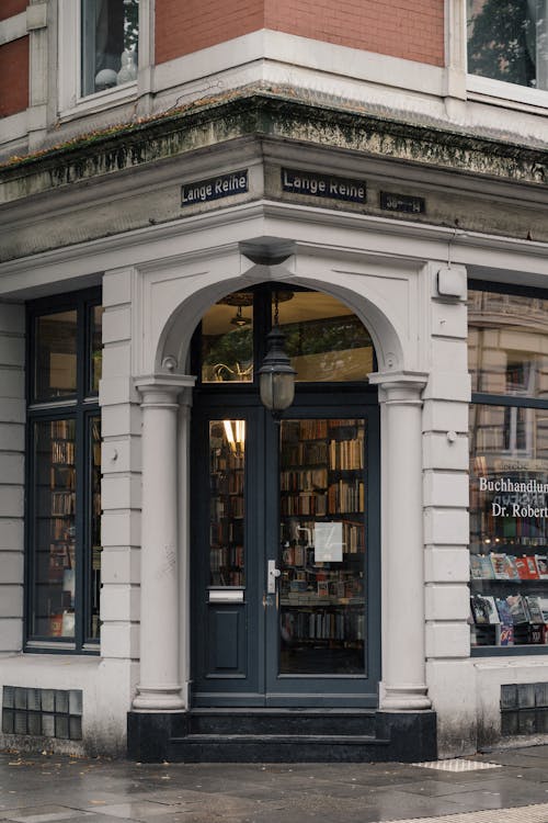 Bookstore on the Corner of a Building in Hamburg