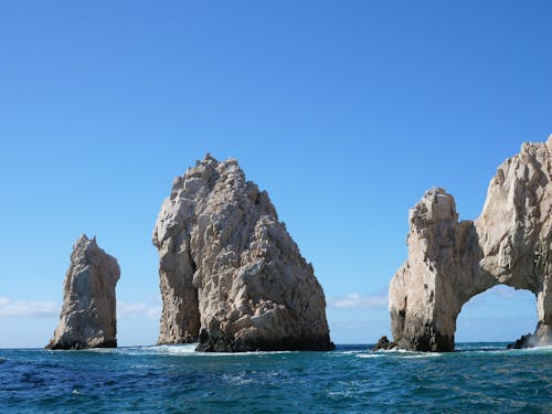 Rock Formations under Clear Sky on Sea Shore