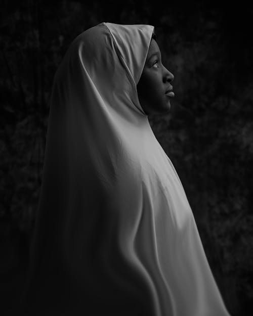 Side View of a Woman Wearing a Veil 