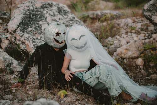 Couple Wearing Halloween Costumes 