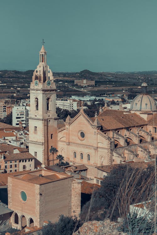 Aerial View of Collegiate Basilica of Xativa, Xativa, Valencia, Spain 