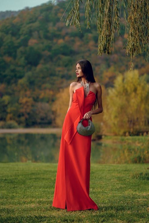 Model in Red Dress