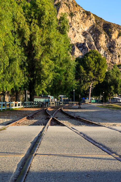 Tramway on the Street near a Mountain