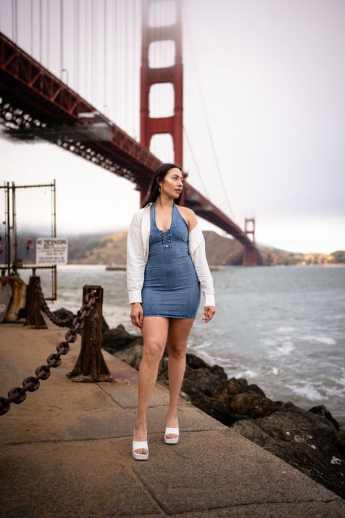 golden gate dress Female Model Standing at the Coast of during a Foggy Weather · Free Stock Photo couture kaftan