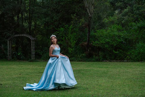 Young Woman Wearing a Princess Dress and a Tiara 