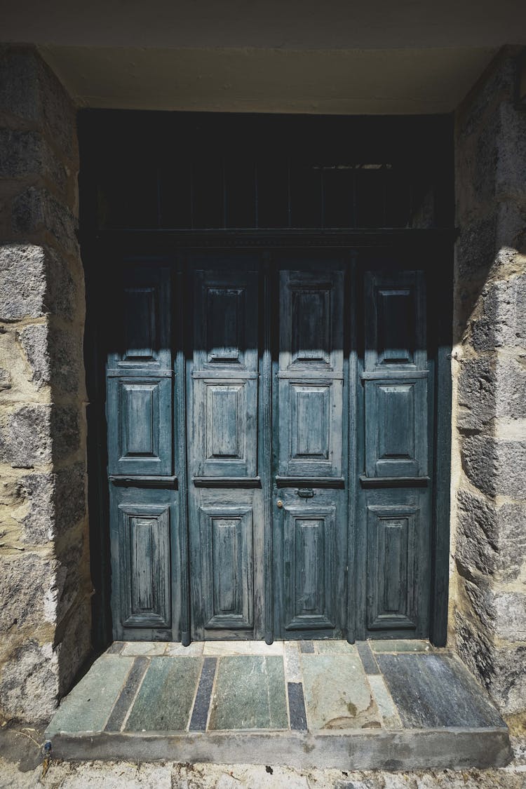 Blue Old Two Winged Door