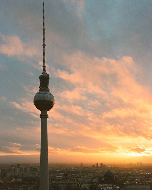 A Television Tower at Sunset