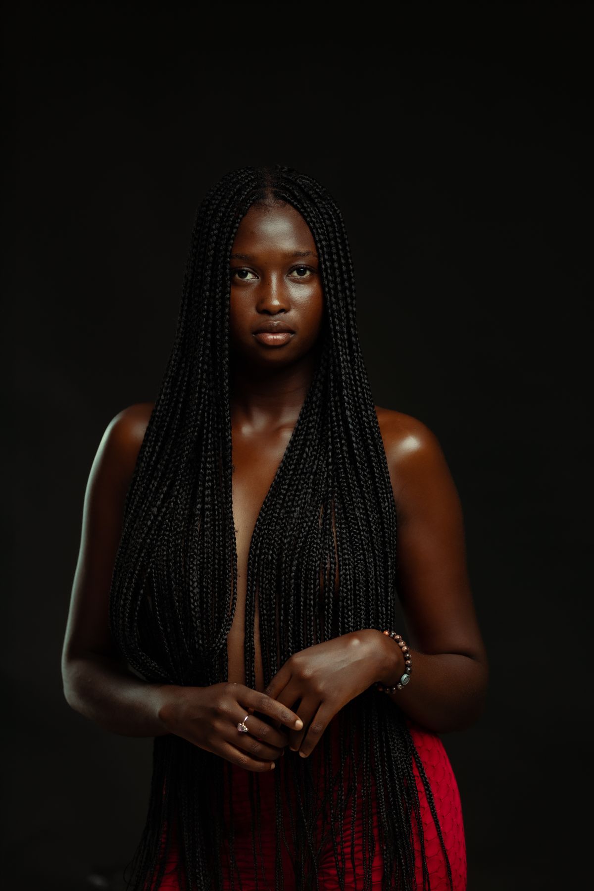 Long box braids and their detailed texture — how to wrap up box braids at night