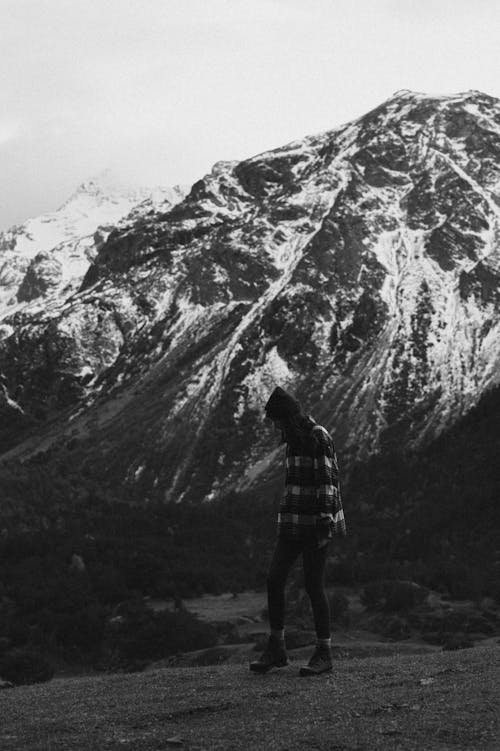 Foto stok gratis Analog, gunung, hitam & putih