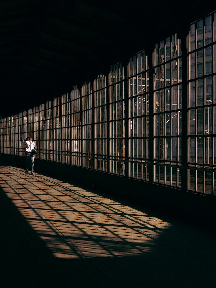 Shadows Of The Windows Of A Walkway In Berlin, Germany