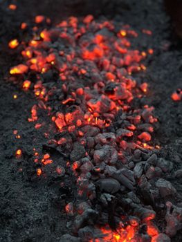 extinguished charcoal embers ash