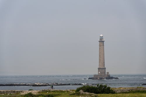 Goury Lighthouse on the Cape Hague, France 