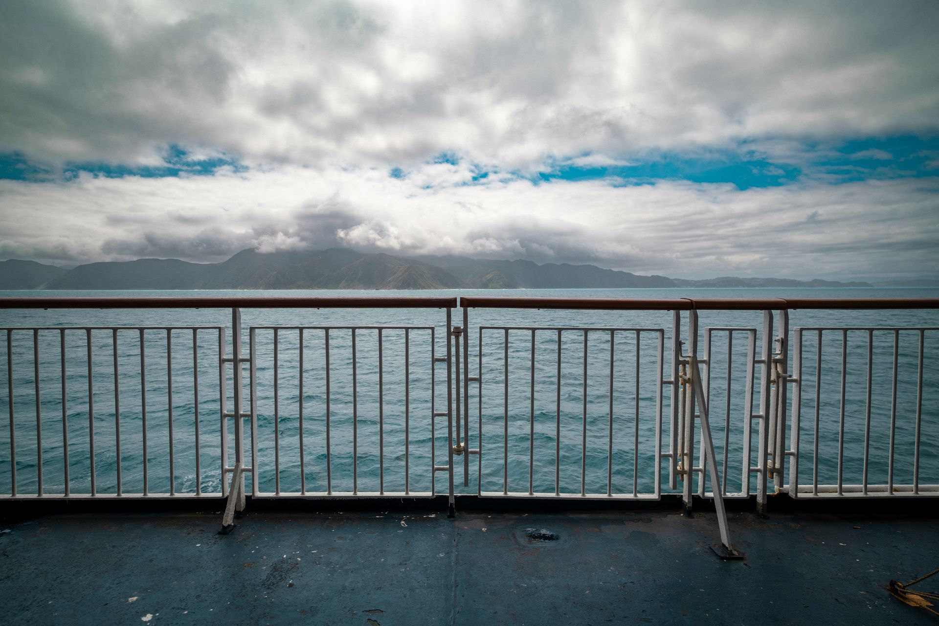 Wellington harbour and skyline in daylight.