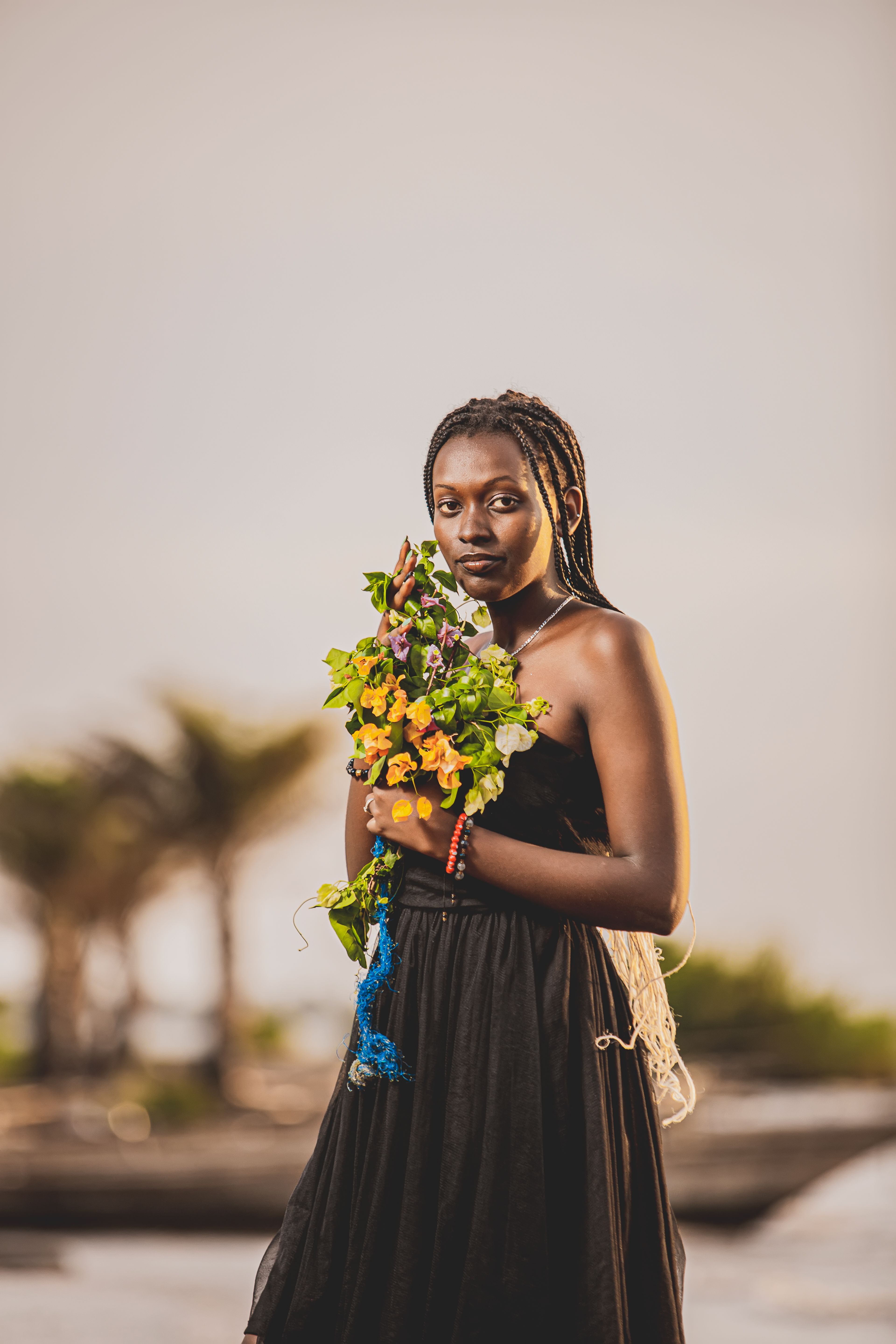 Woman in Dress and with Flowers · Free Stock Photo