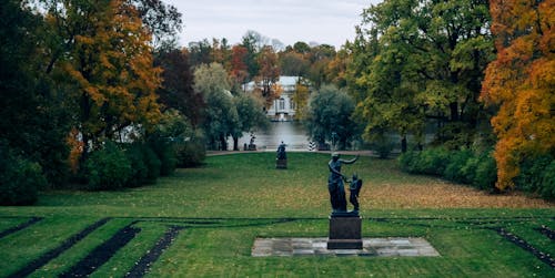 Sculptures in a Park in Autumn 