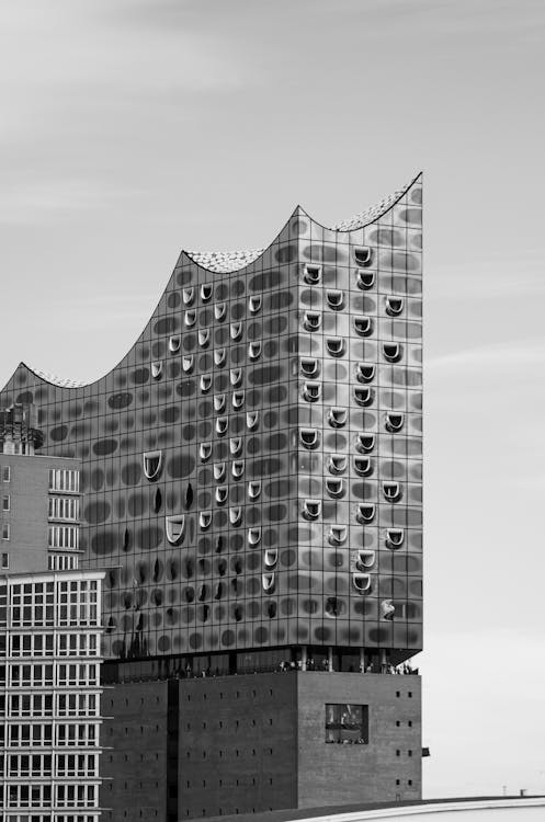 คลังภาพถ่ายฟรี ของ elbphilharmonie, การท่องเที่ยว, ขาวดำ