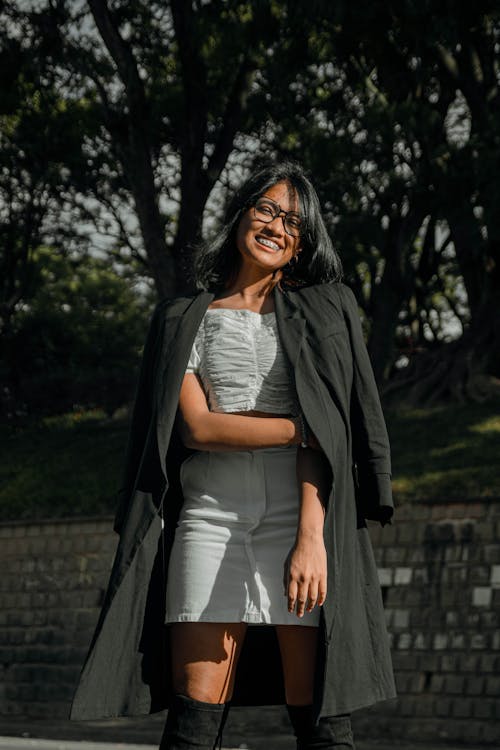 Smiling Brunette Woman in Eyeglasses