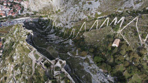 Fortress of Saint John and Serpentine Road in Kotor
