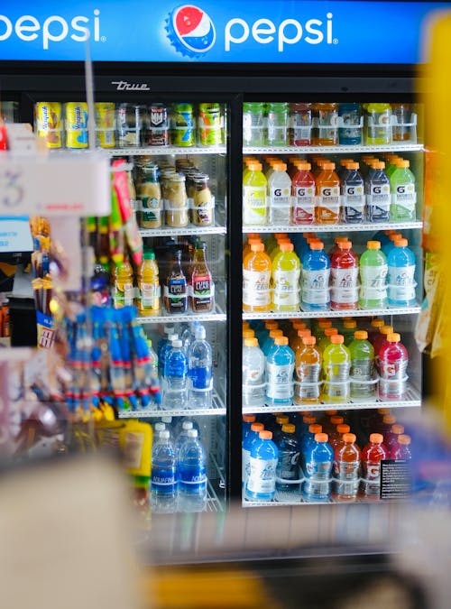 Beverages in Fridge in Store