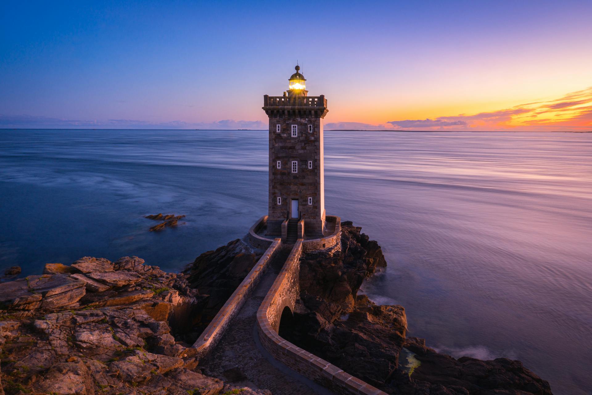 Scenic Lighthouse of Kermorvan at Dusk