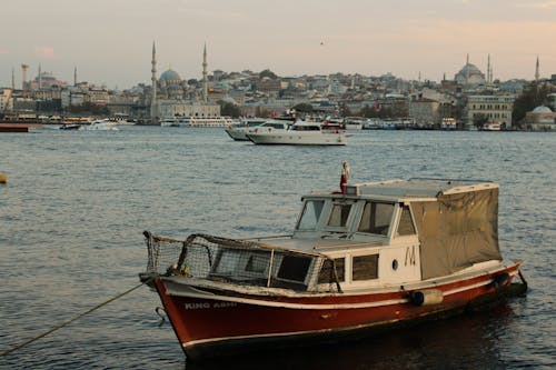 Motorboat Moored on Coast in Istanbul