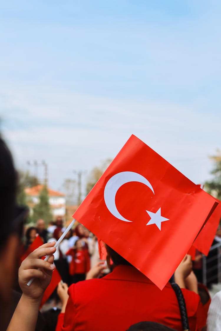 Hand Holding Flag Of Turkey