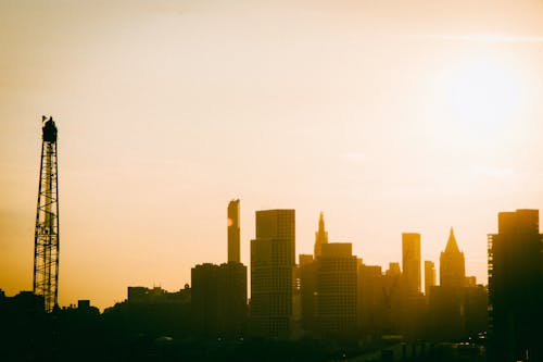 City Skyline in the Golden Light of Setting Sun
