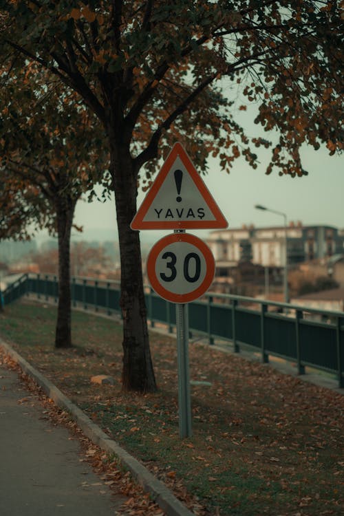 Road Signs in Town in Turkey