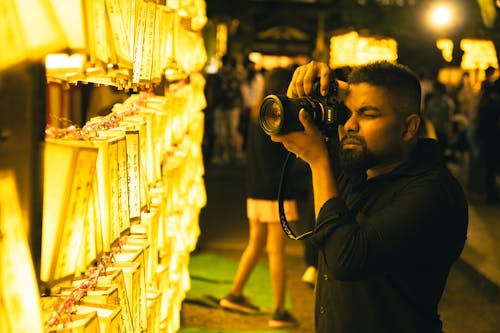 Photographer Taking Photos of Mitama Lanterns