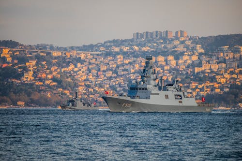 Turkish Navy Warships on Seashore