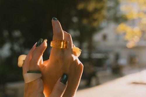 A woman's hand with a ring on it