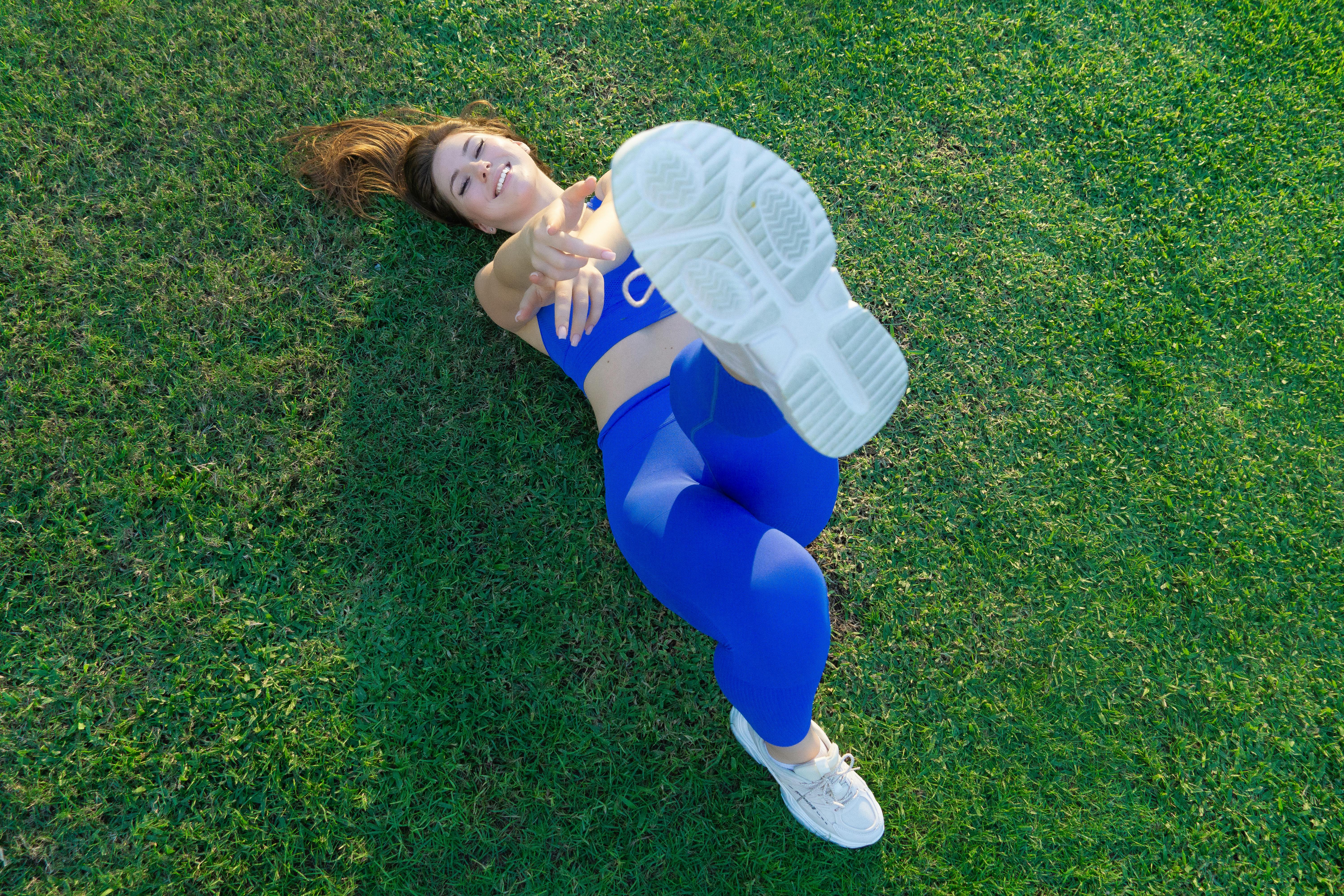 Women's blue sports leggings STRETCH