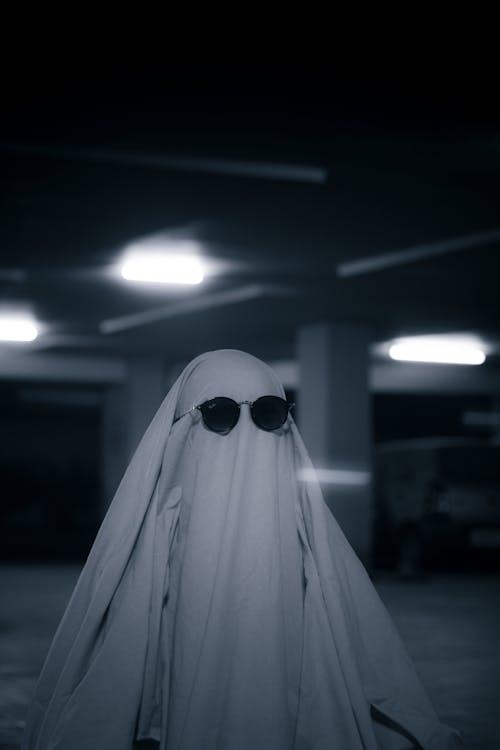 Person Dressed as a Ghost Wearing Sunglasses