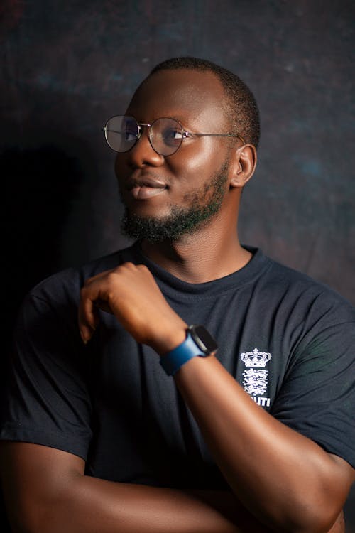 Man in Eyeglasses and Black T-shirt